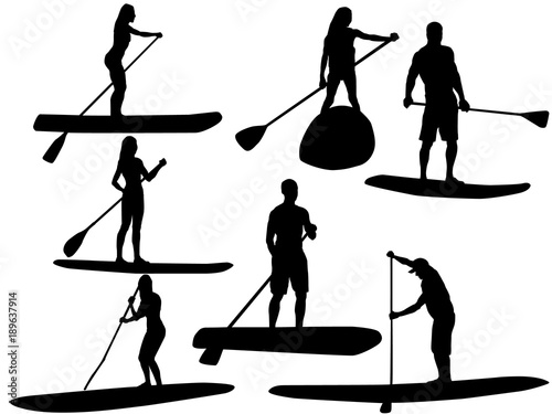 Paddling surfer silhouette