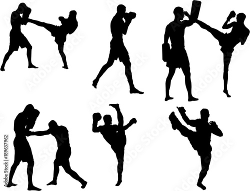 Obraz na plátně Kickbox silhouette