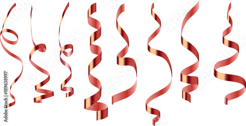 Burgundy vector serpentine ribbons different shape on a transparent background