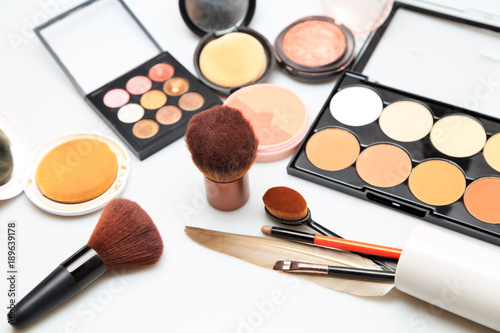 Makeup products white background