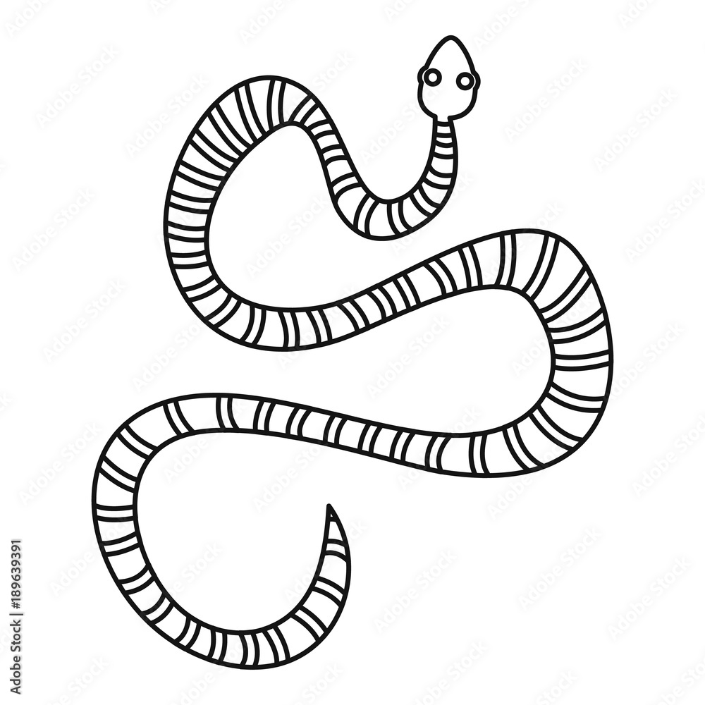 Naklejka premium White striped snake icon, outline style
