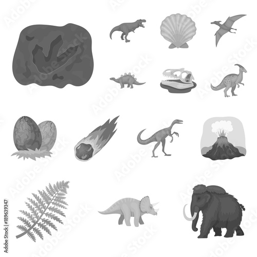 Different dinosaurs monochrome icons in set collection for design. Prehistoric animal vector symbol stock web illustration.