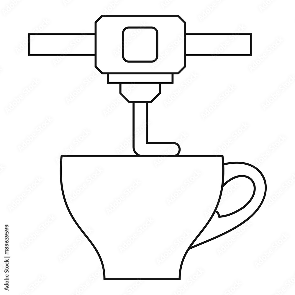 Obraz premium 3D printer printing cup icon, outline style