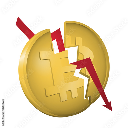 Bitcoin - Wertverlust - Bitcoin Münze zerstört