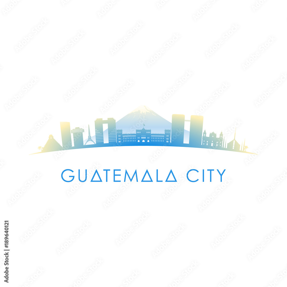 Guatemala city skyline silhouette. Vector design colorful illustration.