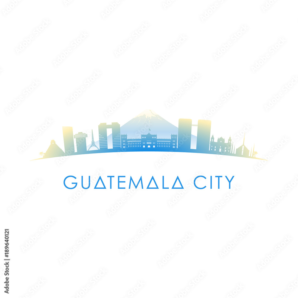 Fototapeta premium Guatemala city skyline silhouette. Vector design colorful illustration.