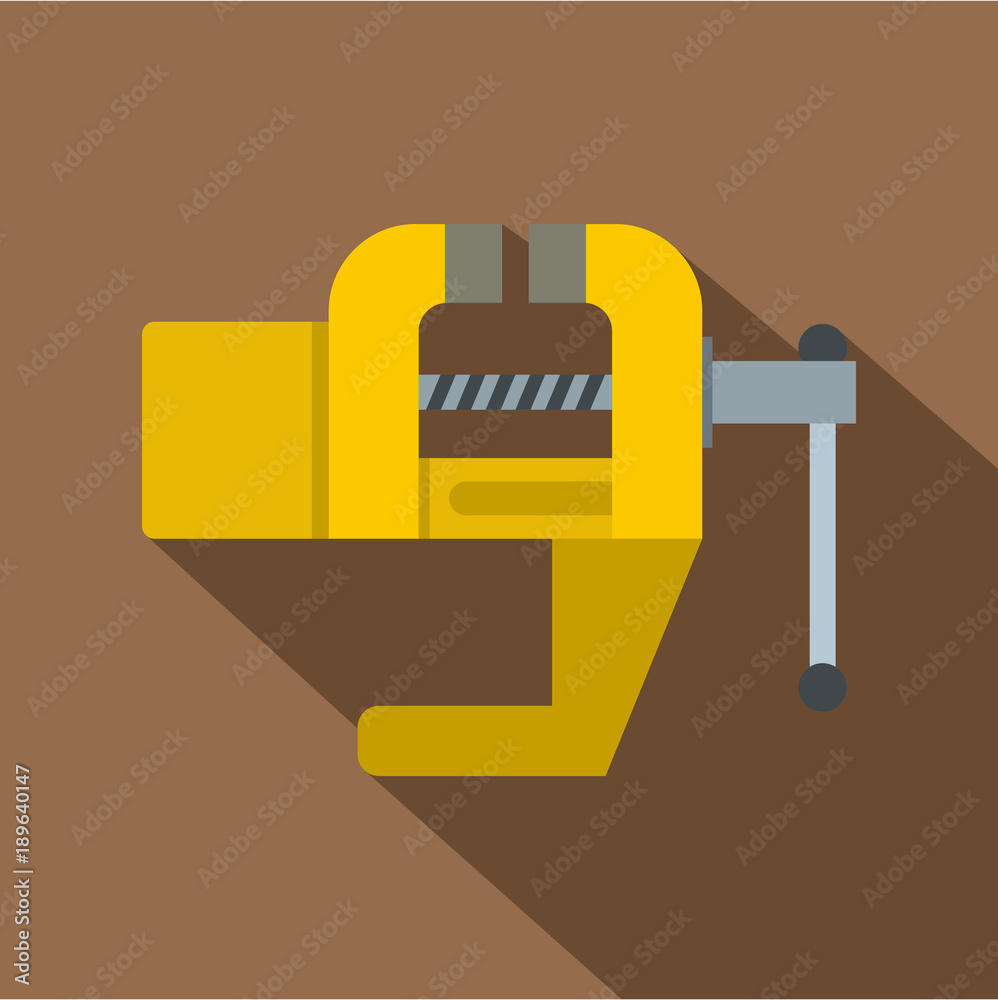 Yrllow vise tool icon, flat style