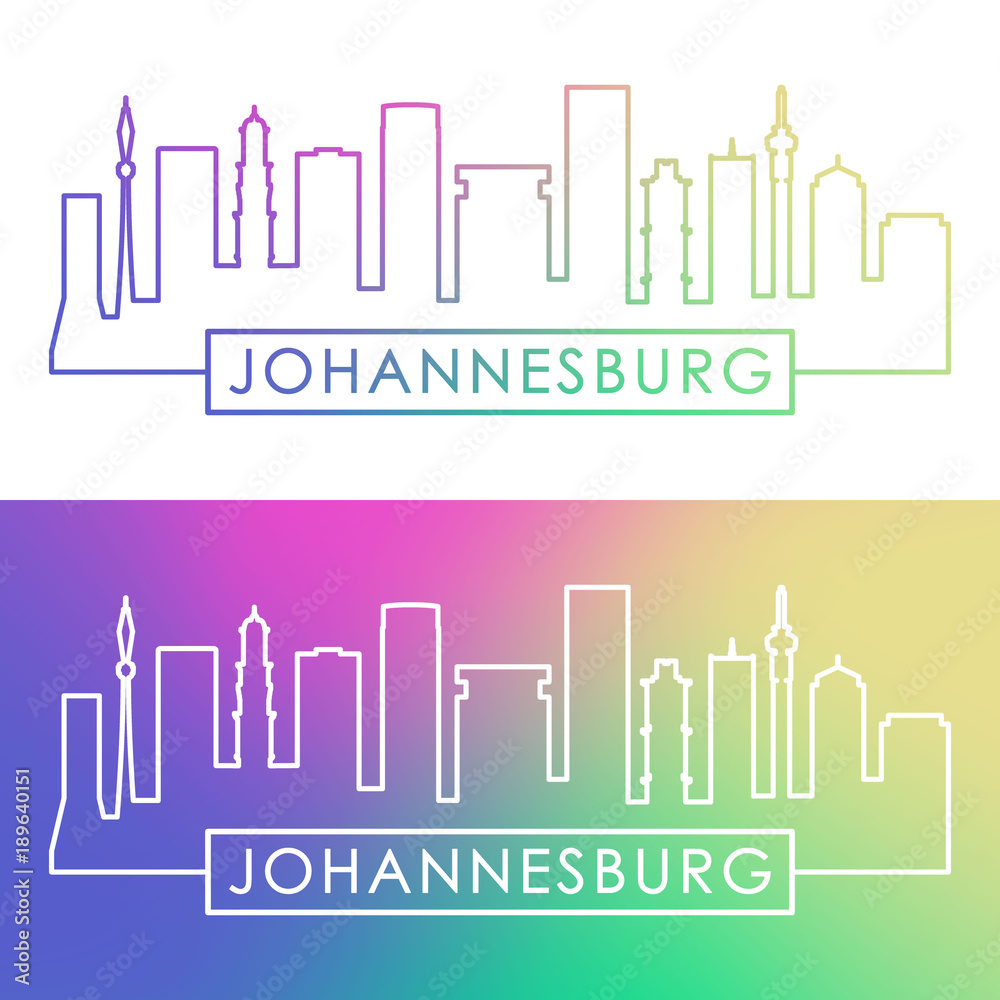 Naklejka premium Johannesburg skyline. Colorful linear style. Editable vector file.