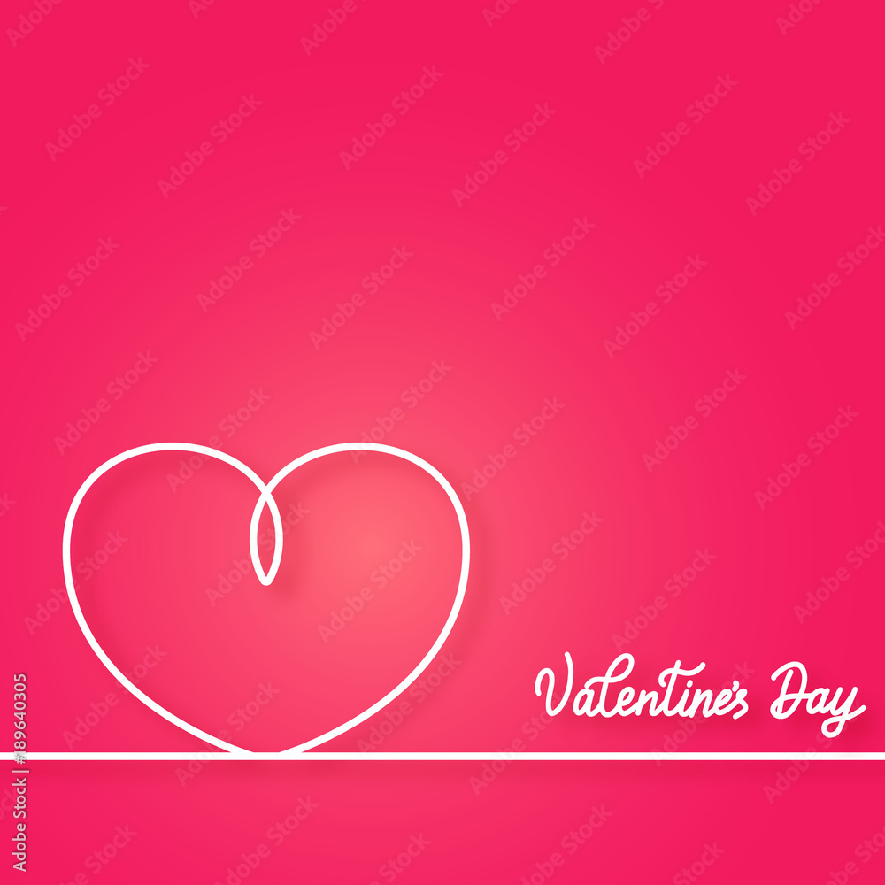 Valentines card with line heart. Happy Valentines day. Vector illustration.