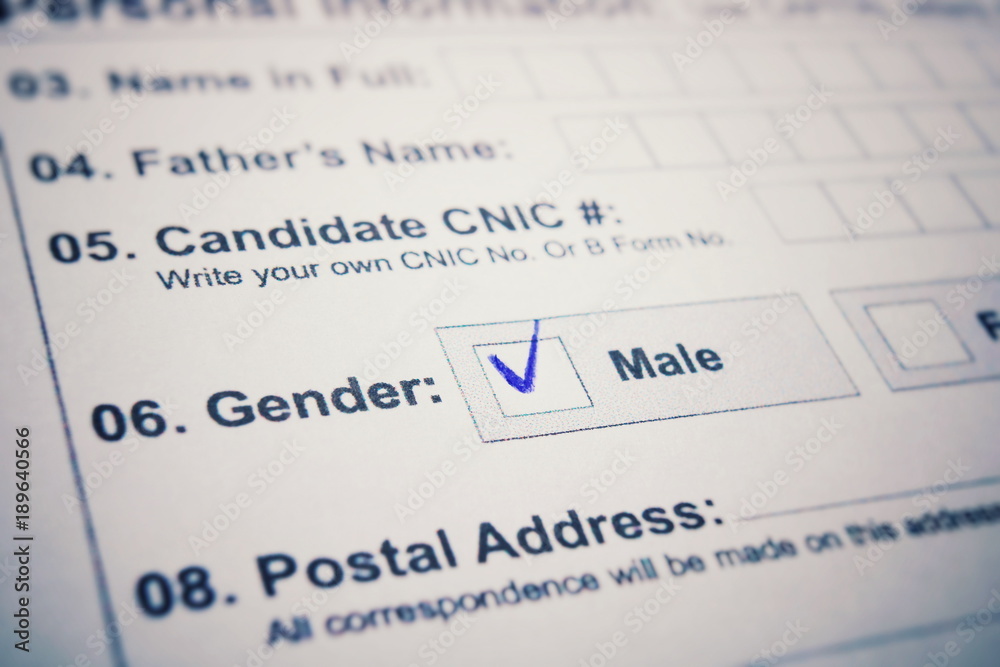 Application form - check male or female. there is a tick on MALE Application form - check male or female. there is a tick on MALE