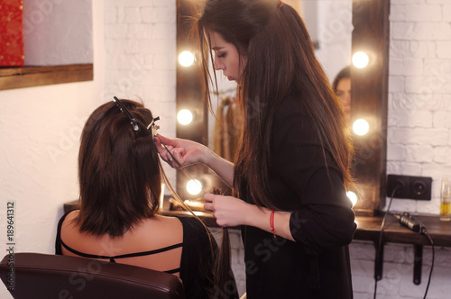 hair extension in a professional beauty salon.Barbershop