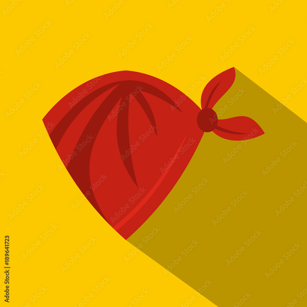 Red cowboy neckerchief icon, flat style Red cowboy neckerchief icon, flat style