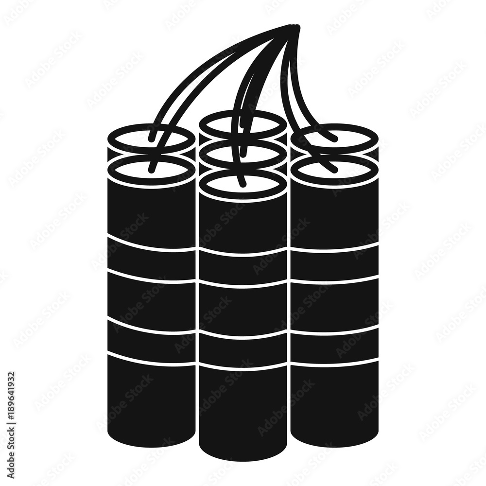 Dynamite sticks icon, simple style Dynamite sticks icon, simple style