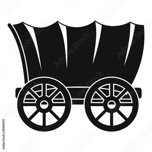 Ancient western covered wagon icon, simple style