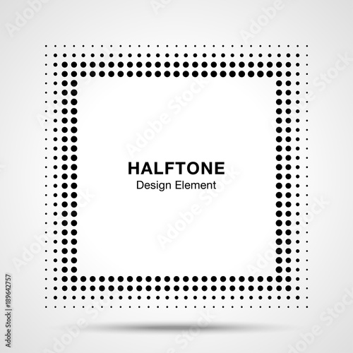 Black Abstract Halftone Square Frame Background. Vector illustration. 