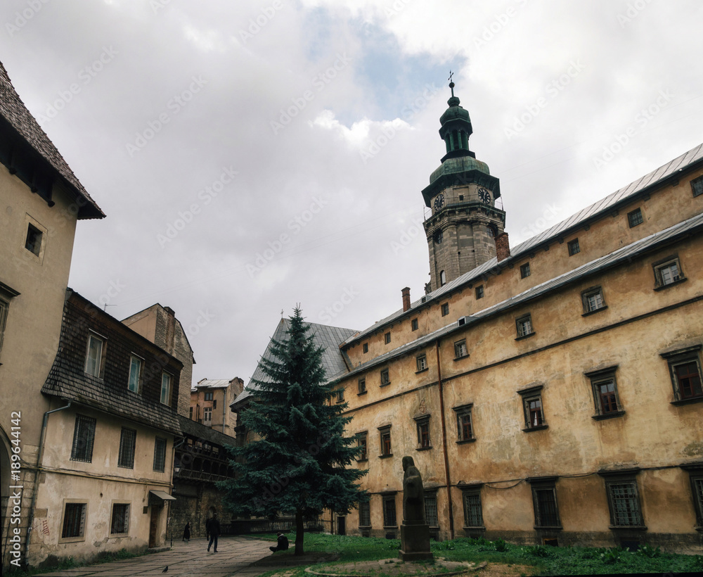 Courtyard of Bernardine monastery in Lviv, Ukraine