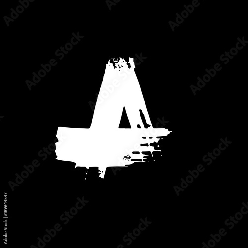 Letter A. Handwritten by dry brush. Rough strokes font. Vector illustration. Grunge style elegant alphabet.