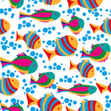 Seamless pattern with fish. Vector illustration