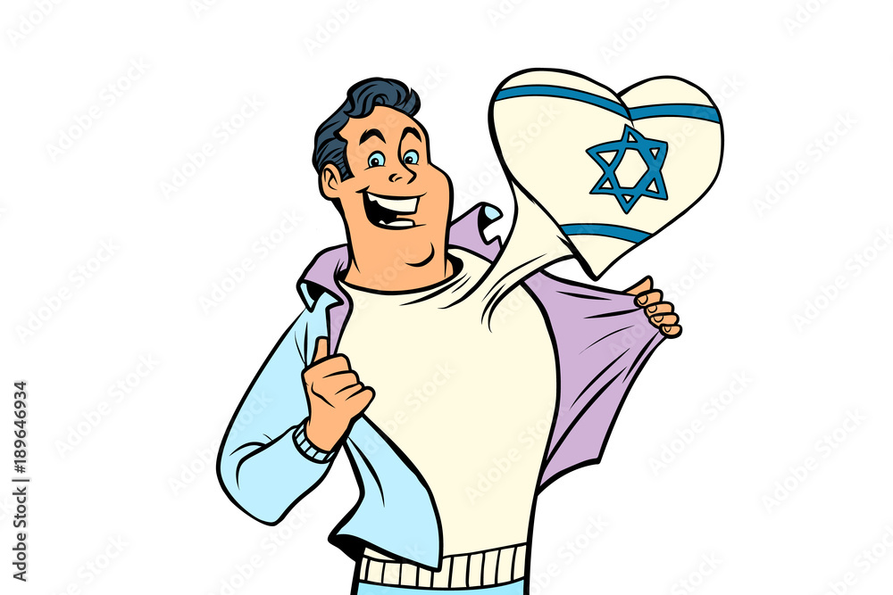 Fototapeta premium Israel patriot man isolated on white background