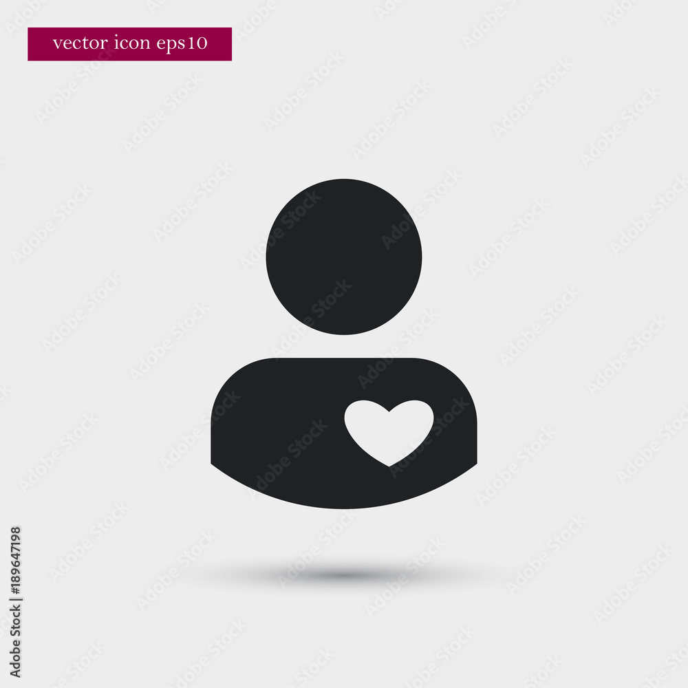 User with heart icon simple love vector valentine sign User with heart icon simple love vector valentine sign