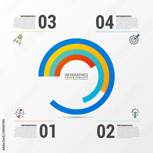 Business infographic template with 4 steps. Vector