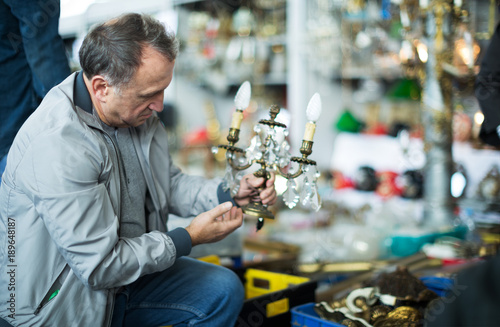 Male visiting flea market