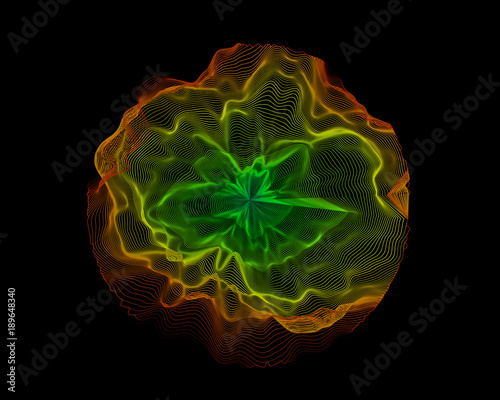 Generative abstract colorful curve background. Concept of futuristic trend, technology, network, internet, cyberspace