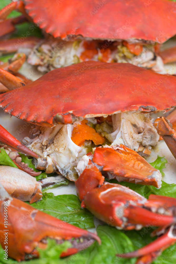Boiled crab fresh,Steamed crabs and crab eggs with seafood spicy sauce. Boiled crab fresh,Steamed crabs and crab eggs with seafood spicy sauce.