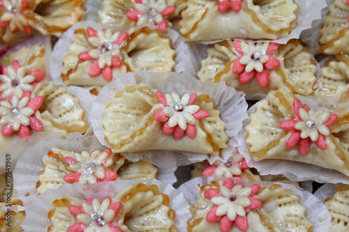 Moroccan festive homemade cookies close up.