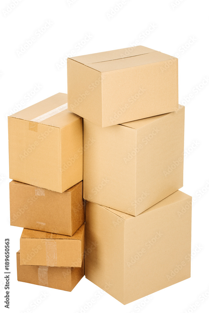 Pile of cardboard boxes on a white background Pile of cardboard boxes on a white background