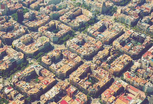 Aerial view of Eixample district. Barcelona, Spain