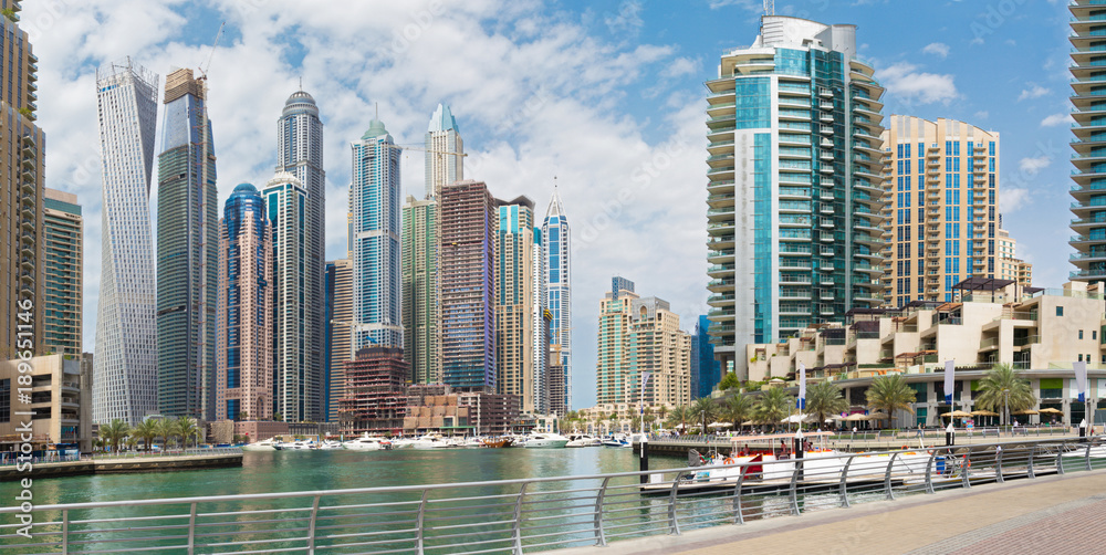 Dubai - The skyscrapers of Marina and the promenade.