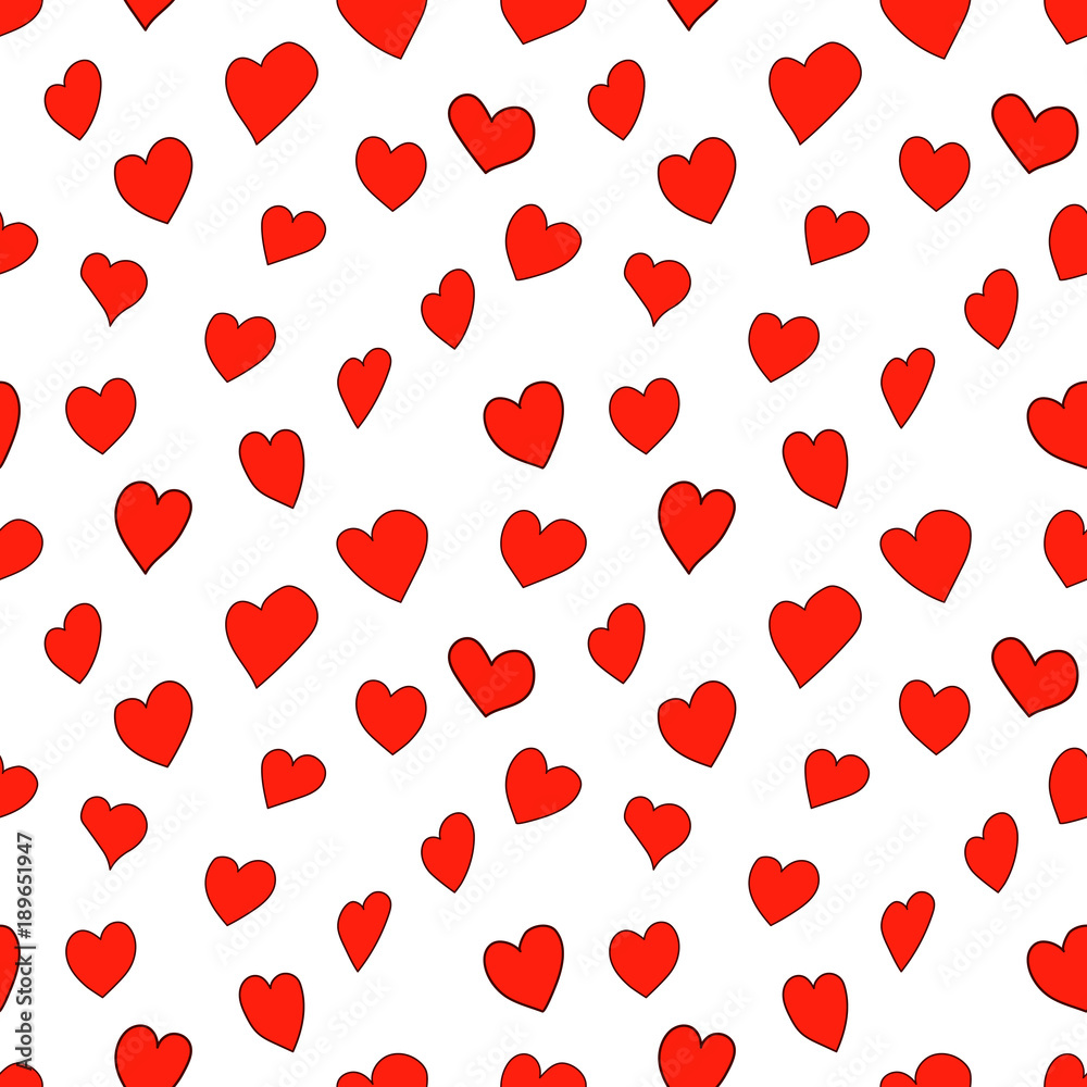 Red hearts  - seamless vector pattern.