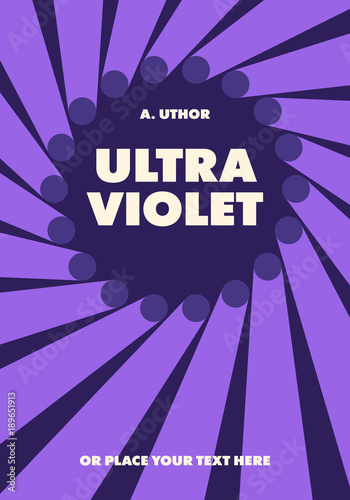Abstract trendy book cover design. Violet rays pattern. Applicable for books, posters, placards etc. Clipping mask used.