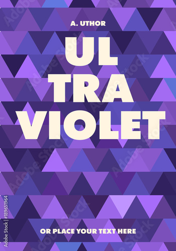 Abstract trendy book cover design. Violet triangles pattern. Applicable for books, posters, placards etc. Clipping mask used.