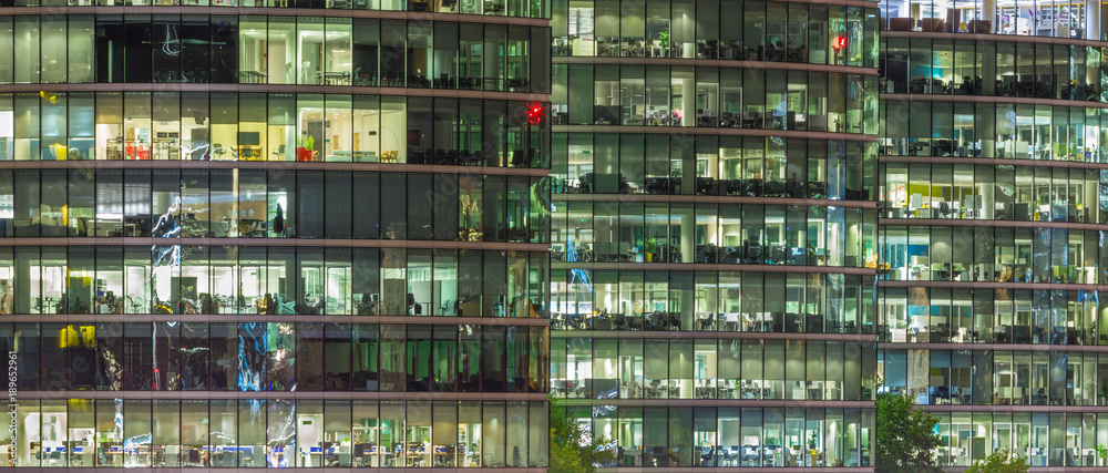 LONDON, GREAT BRITAIN - SEPTEMBER 17, 2017: The offices on the riverside at night.