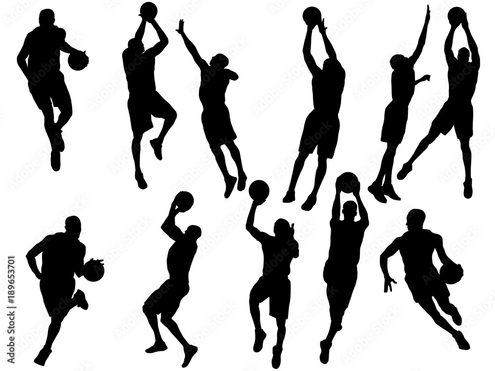 Basketball player silhouette - obrazy, fototapety, plakaty 