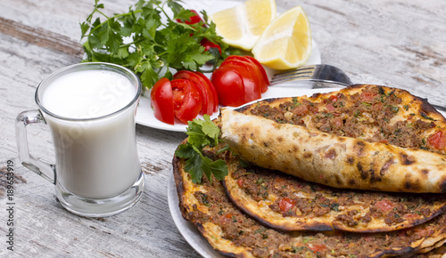 Turkish foods; Turkish pizza, lahmacun