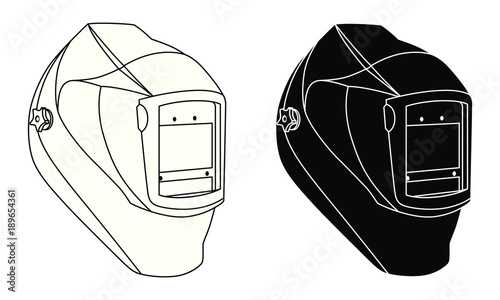 Welding helmet black and white silhouette
