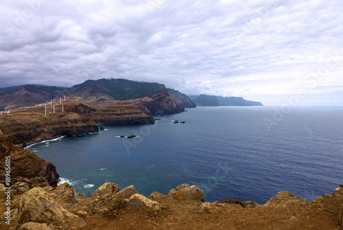 Madeira island mountain seascape, Portugal.