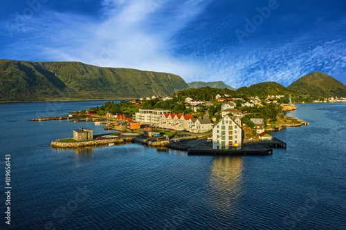 Panoramic view on town Alesund, Norway.