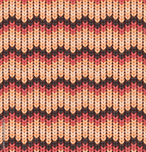 Knitter seamless pattern with stripes and zigzag. Colorful texture, vector background. Retro seamless pattern with pink and brown colors.