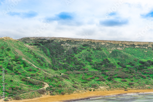 zielone wzgórze, krajobraz, Blue Lagoon, Malta