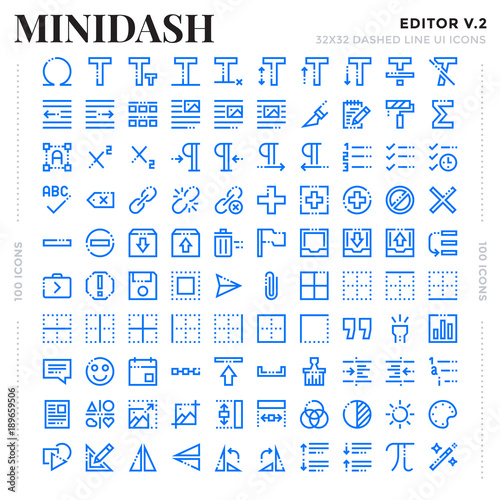 Dashed Outline Icons Pack for UI. Pixel perfect thin line vector icon set for web design and website application.