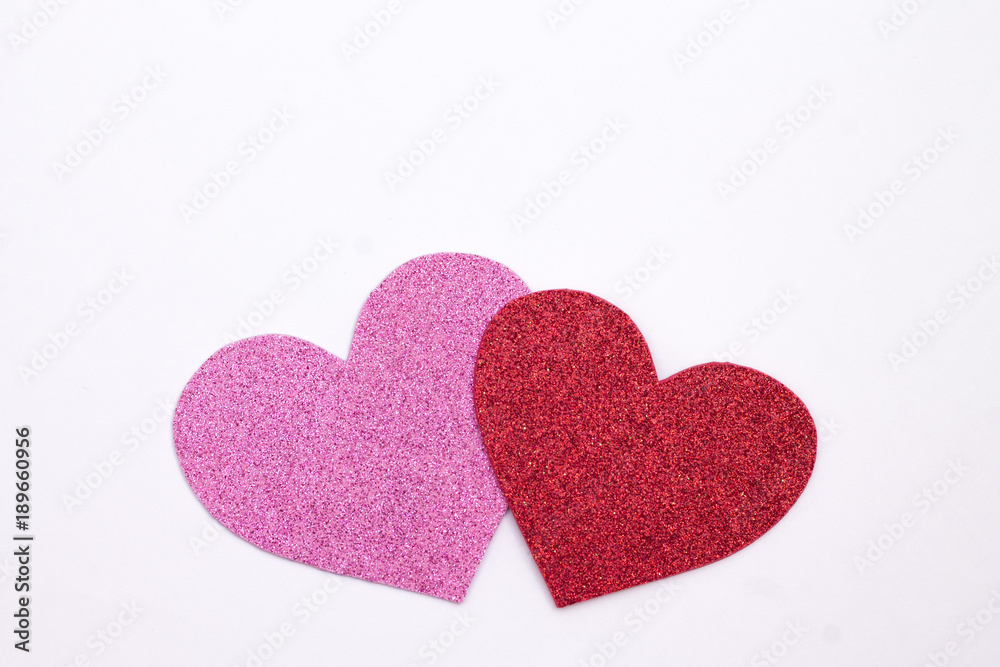 two hearts pink and red love symbol of romance and fidelity holiday