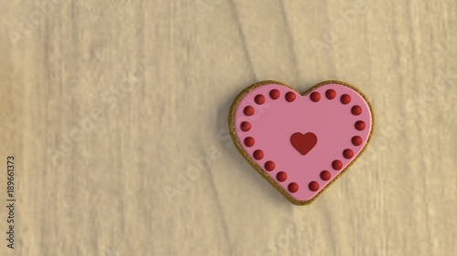 Isolated Valentine's Day Cookie #5 - (3D Rendered)