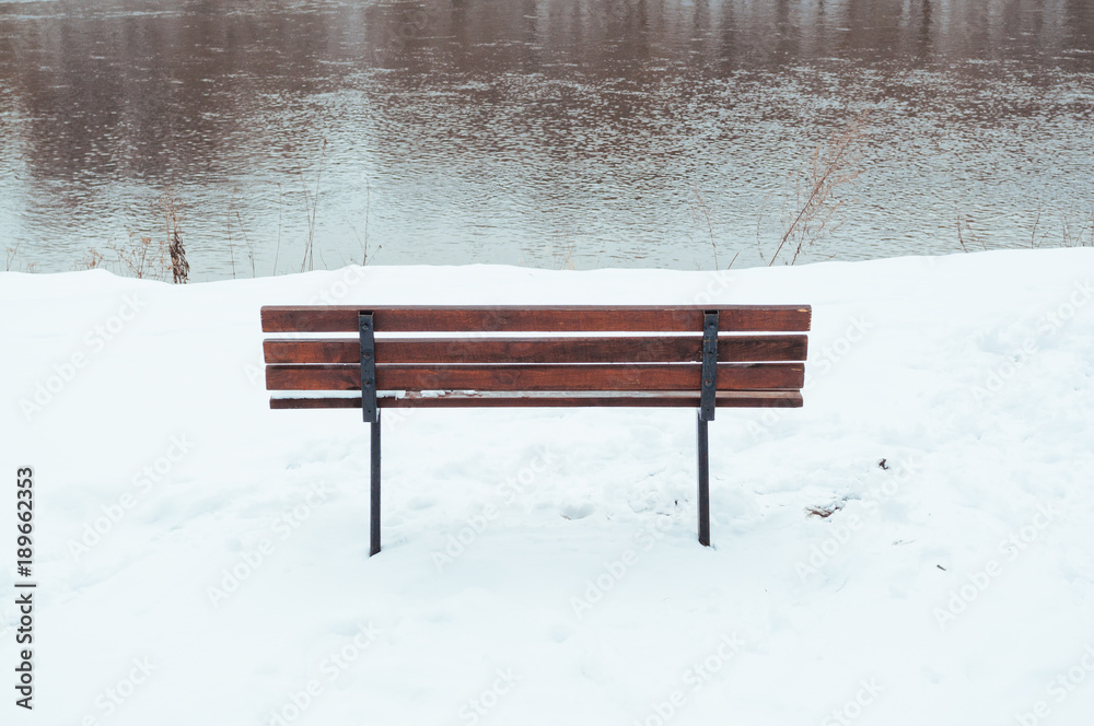 Lonely bench in the winter