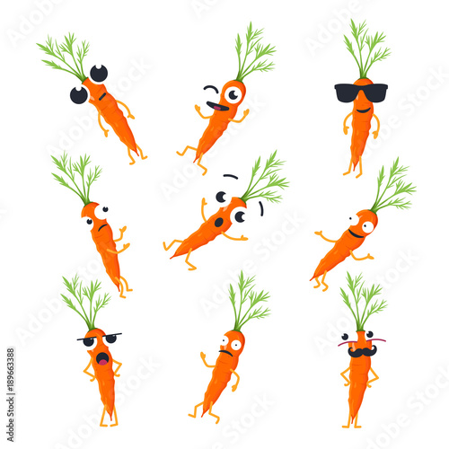 Funny carrot - vector isolated cartoon emoticons