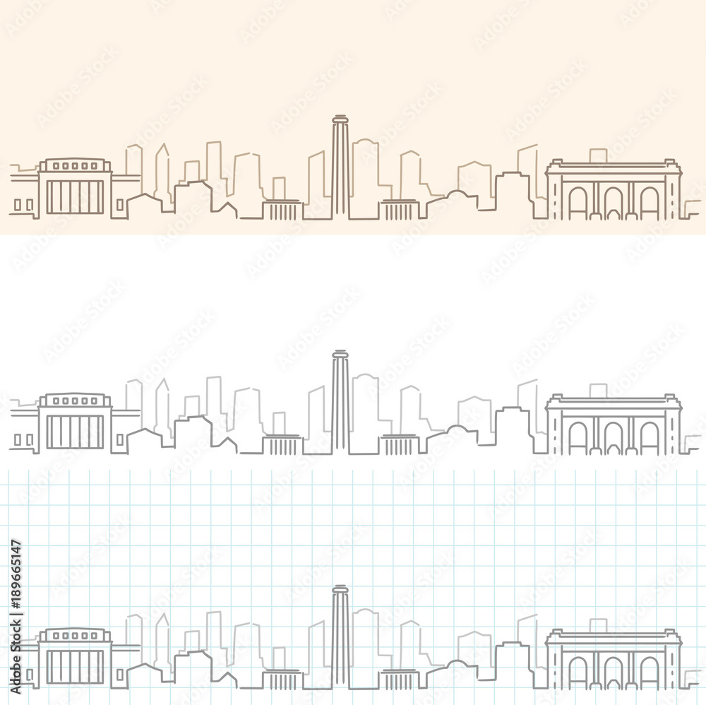 Fototapeta premium Kansas City Hand Drawn Skyline