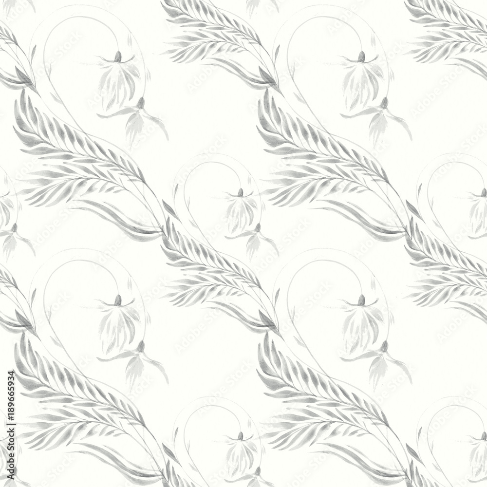 Obraz premium Seamless background. Collage of flowers on a watercolor background. Use printed materials, signs, objects, websites, maps, posters, postcards, packaging.